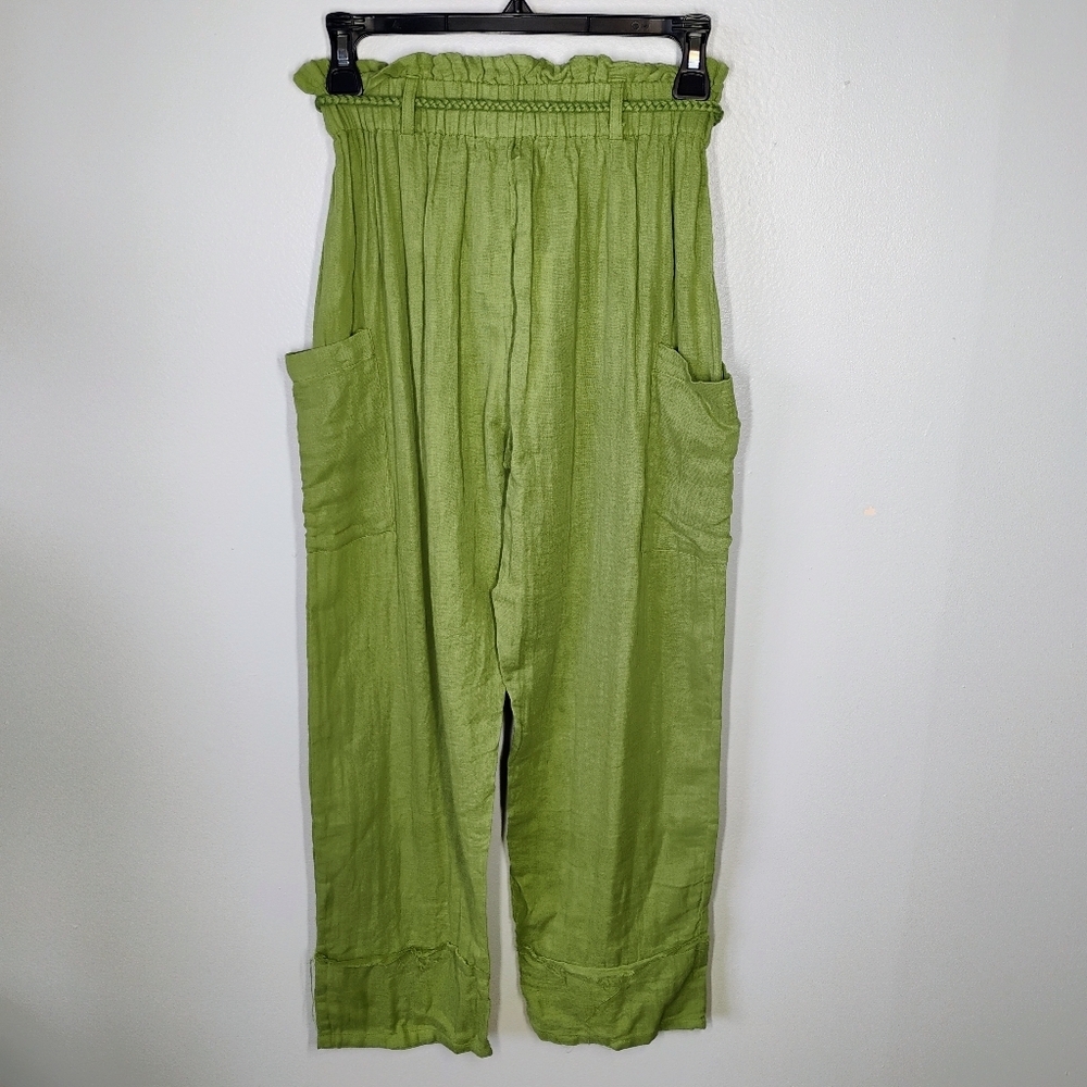 Wayan Natural Wear Cotton Cargo Pants Green Rope Waist Tie Travel Size Small - Picture 4 of 13